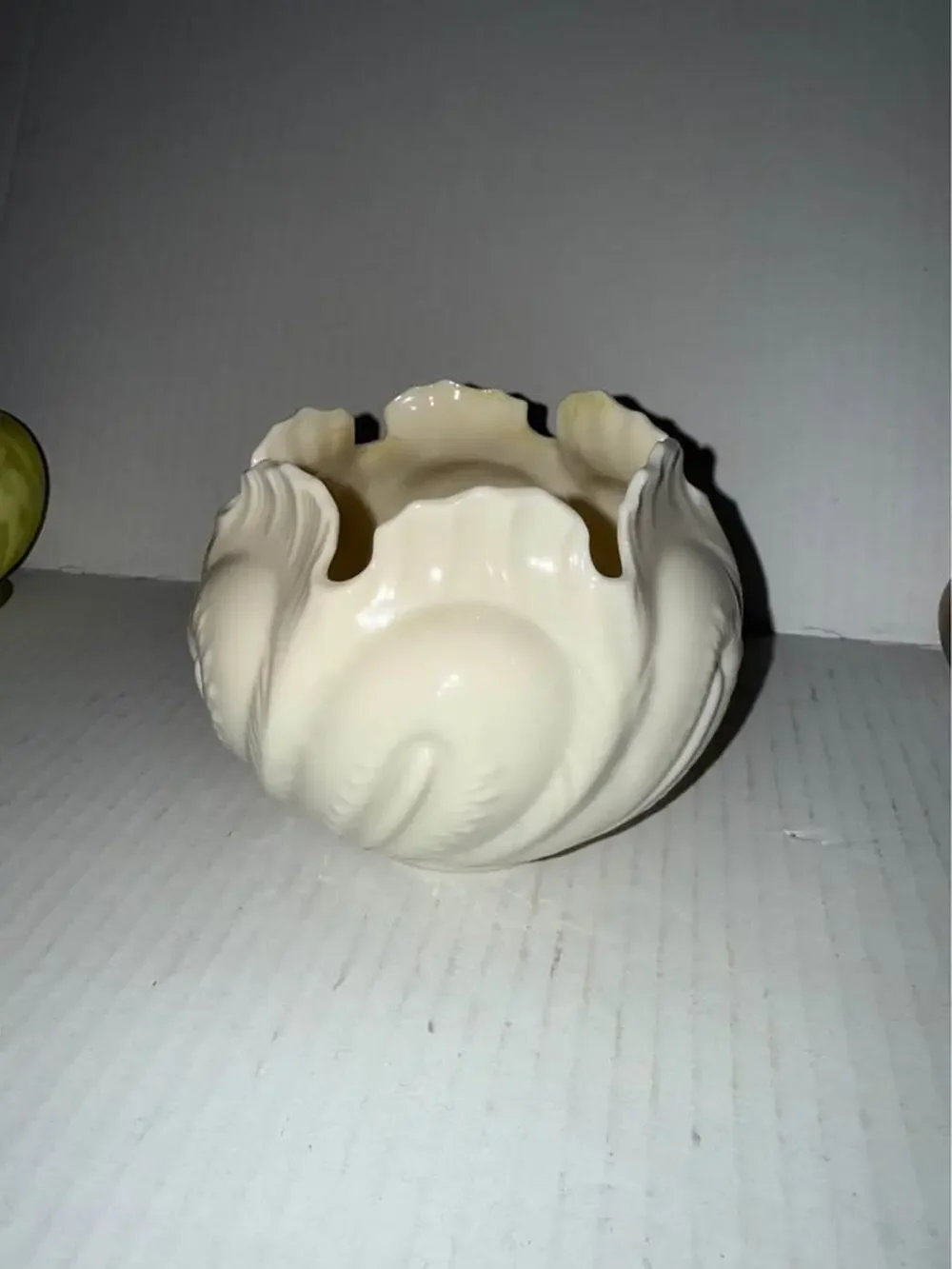 Belleek Ireland Cabbage Leaf Bowl Porcelain Luster Vase